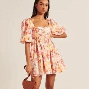 The Abercrombie and Fitch Emerson Poplin Puff Sleeve Mini Dress